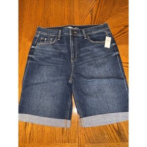 Old Navy Shorts Womens 12High Rise Cuffed Stretch Blue Denim Secret Slim Pockets